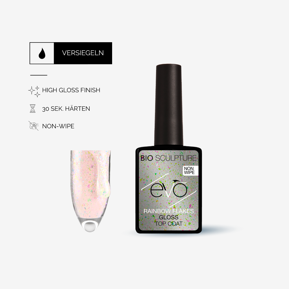 EVO RAINBOW FLAKES GLOSS TOP COAT 14 ml
