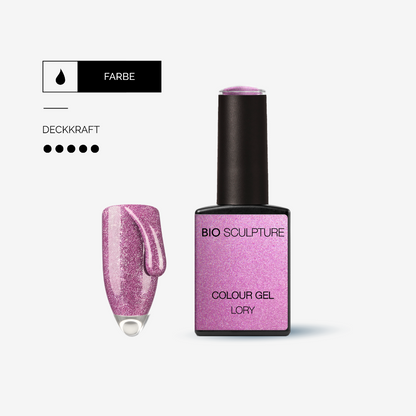 Bio Sculpture Colour Gel Lory – metallisch schimmerndes Rosé-Pink.