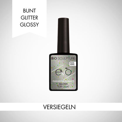 EVO RAINBOW FLAKES GLOSS TOP COAT 14 ml