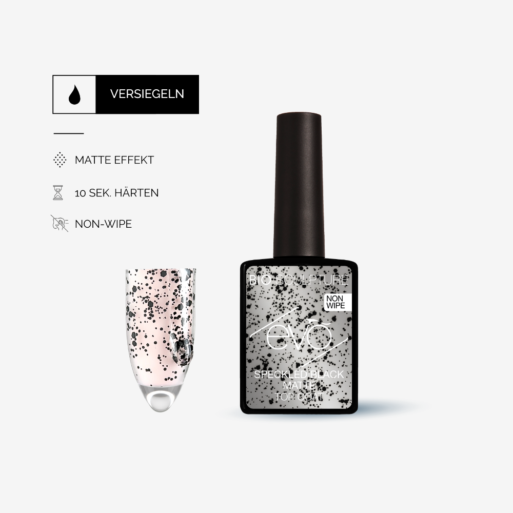 EVO SPECKLED BLACK MATTE TOP COAT 14 ml