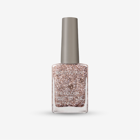 Bio Sculpture The Polish Shine Like A Disco Ball – Altrosé-Nagellack mit Rosé- und Silberglitter